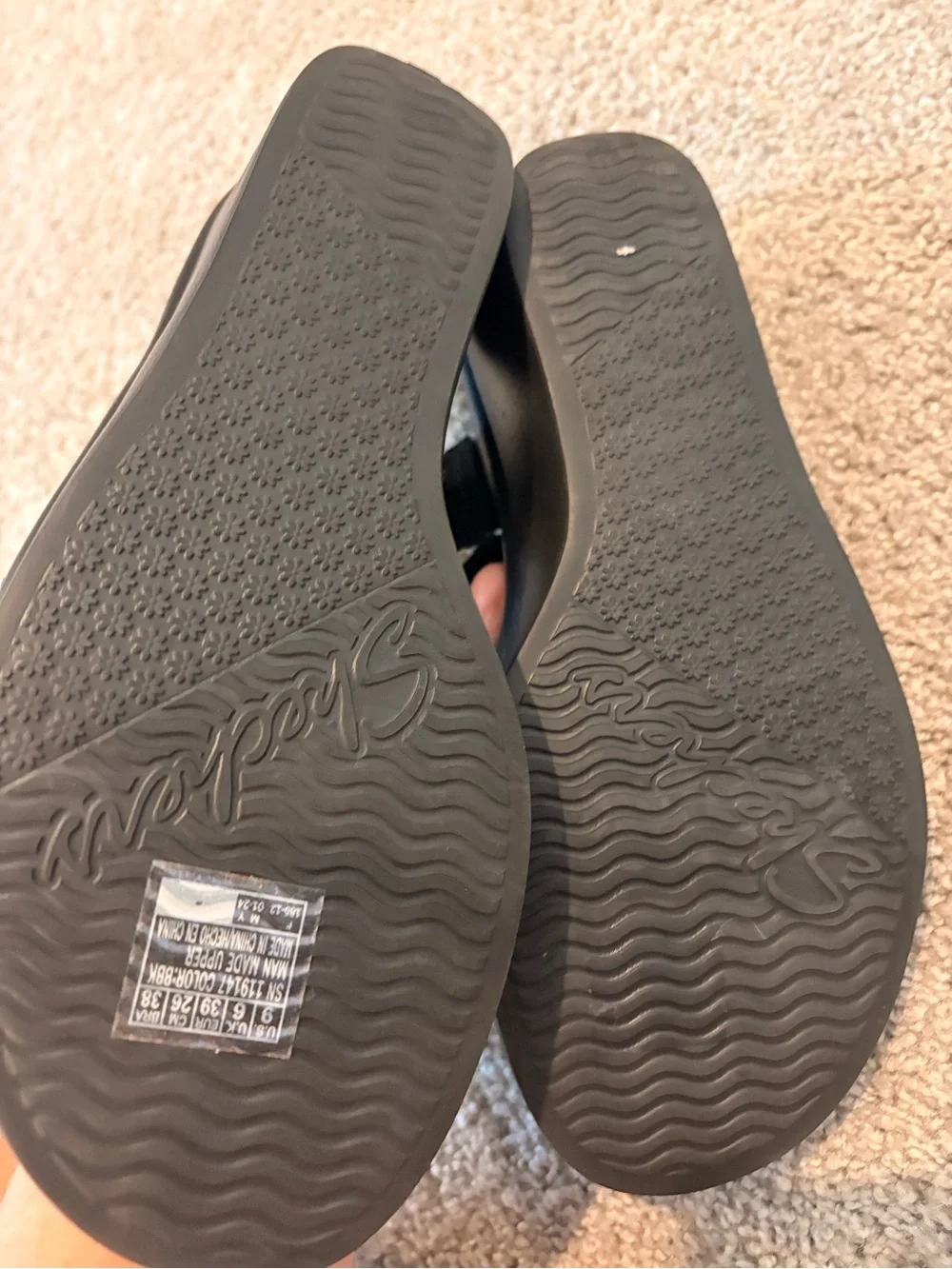 Skechers Black Beaded Wedge Sandals